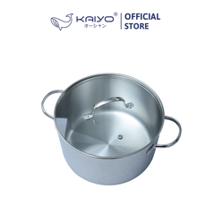 Nồi inox thân đáy liền Try-Ply Kaiyo, vung kính, size 24cm (Classic Pro) [KIC-6858]