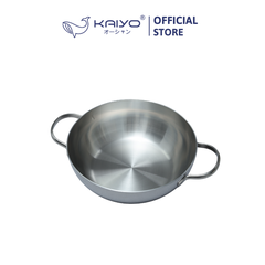 Chảo đúc inox 3 lớp thân đáy liền Kaiyo, sâu lòng, 2 tay cầm, size 24cm (Classic Pro) [KIW-6889]