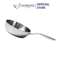 Chảo đúc inox sâu lòng 3 lớp đáy liền Tri-Ply Kaiyo size 20cm