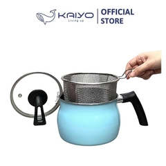 Nồi chiên ngập dầu kèm giá vớt Kaiyo màu xanh nhạt 15cm