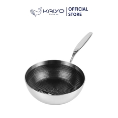 Chảo inox sâu lòng chống dính hoa văn nổi Tri-Ply Kaiyo, size 20cm