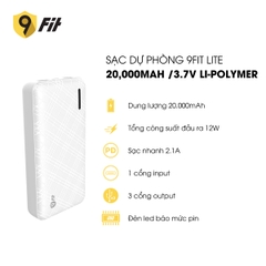 Sạc dự phòng 9FIT Lite 20,000mAh /3.7V Li-Polymer