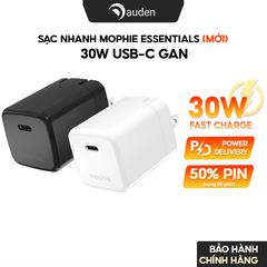 Củ sạc nhanh Mophie Essentials 30W GAN 1C hỗ trợ sạc nhanh iPhone/ Samsung