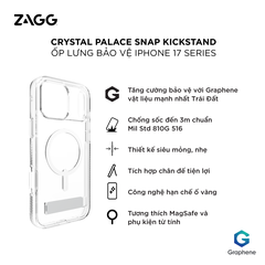 Ốp lưng iPhone 17 - ZAGG Crystal Palace Snap Kickstand - Clear