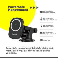 Sạc không dây Energizer 15W kiêm giá đỡ dùng trong ô tô - ECA007BK