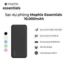 Sạc dự phòng mophie Essentials powerstation 10,000mAh PD