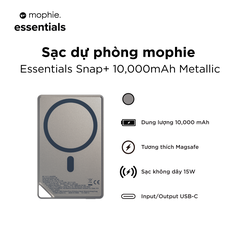 Sạc dự phòng mophie Essentials Snap+ 10,000mAh Metallic - Rose Gold - 401116530