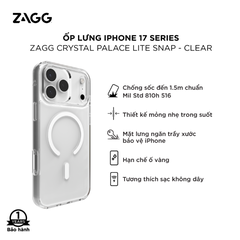 Ốp lưng iPhone 17 - ZAGG Crystal Palace Lite Snap - Clear