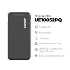Sạc dự phòng Energizer 10,000mAh /37V Li-Polymer - UE10052PQBK