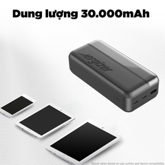 Sạc dự phòng Energizer 30000mAh 15W, sạc đa cổng UE30050CC, bảo hành 1 đổi 1 - Hàng chính hãng