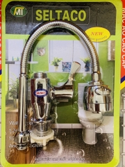 Vòi Chậu Rửa Bát, Cần Mềm, Vòi Lạnh, Củ Đồng, Hít Vỉ Seltaco, Thân Phi To 27, Đầu Chỉnh Tia