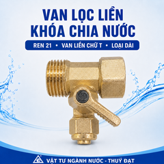 Van Lọc Liền Khoá Chia Nước Đầu Vào Cho Máy Lọc Nước, Van Liền Chữ T, Ren 21, Loại Dài