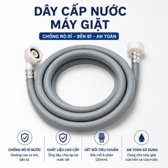 Dây Cấp Nước Máy Giặt Ghi, Dài Đủ 1.5m Nhựa PVC, Màu Ghi, Dây Nhựa Mềm, Chịu Áp Lực Nước, Không Bị Phình, Hai Đầu Ren 27 (3/4), Ren Vừa Tất Cả Hãng Máy Giặt, Chuyên Lắp Máy Giặt Lồng Ngang