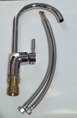 Vòi Chậu Rửa Bát, Nóng Lạnh, Ngổng Cứng, Củ Đồng, Ống 27 Inox, Xoay Bi, Ngổng Chậu Dùng Nhà Bếp
