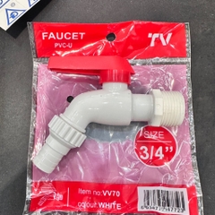 Vòi Nước Nhựa 21 TV, Vòi Nhựa Trắng Tay Cam, Tay Gạt Thông Minh 2 Chiều, Nhựa PVC,  Mõm Ren Rời, Mõm Lắp Nhanh Khớp Nối Dây Tưới, BH 24  Tháng Đổi Mới