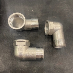 Cút Ren Góc Vuông Inox 304, 1 Đầu Ren Trong 21, 1 Đầu Ren Ngoài 21, Co Điếu Inox