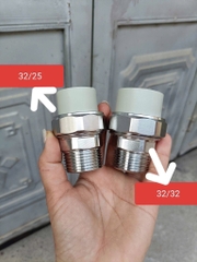 Rắc Co Ren Ngoài 34, Ống PPR 32, Màu Ghi, Chuyên Lắp Trực Tiếp Máy Bơm, Không Cần Lơ Thu 26/20