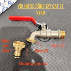 Vòi Nước Đồng 21 VYKO – Tay Gạt, Thân Đồng, Mõm Đồng Loại Dày, Đầu Vòi Lắp Nhanh Cho Dây Máy Giặt Và Khớp Nối Nhanh Cho Dây Mềm Tưới