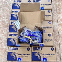 Vòi Nước Đồng 21 DN15 Dismy, Ren 1/2, Vòi Đồng Tay Xanh Gạt 2 Chiều, Đầu Vòi Ren Lắp Dây Máy Giặt, Size 21