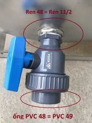 Van Nhựa PVC Rắc Co RN 49 Xả Đáy Bồn Nước, Lắp Ống PVC 49/48, Ren Ngoài 1.1/2, KODA (BH2 Năm Đổi Mới)