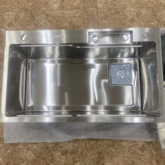 Chậu Rửa Bát 1 Hố To, Inox Chuẩn 304, KT 78x46, Kèm Vòi Chậu Thác và 2 Chậu Inox Nhỏ, Vòi Âm Chậu