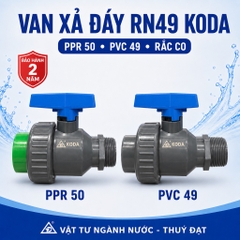 Van Nhựa PPR Rắc Co RN 49 Xả Đáy Bồn Nước, Lắp Ống Nhiệt 50 PPR, Ren Ngoài 49, KODA (BH2 Năm Đổi Mới)