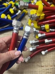 Dây Cấp Nước Nhựa  40p, Ốc Phi 15,5 Đồng Thô/Mạ, Ty Đồng, Nhựa Xanh 3 Lớp, Lắp Chậu Lavabo, Chịu Áp, Chịu Nhiệt