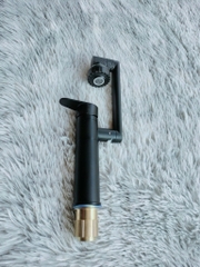 Vòi Chậu Rửa Mặt, Nóng Lạnh, 1 Lỗ, Mạ Nano Đen Chống Xước, Đầu Vòi, Thân Vòi Quay 360 độ, Tiện Dụng, Chất Liệu Đồng