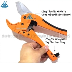 Kéo Cắt Ống Nhiệt PPR 40, Kéo Cắt Ống PPR| PVC|PE Từ Ống 20-40, Kéo Màu Cam, Có Công Tắc Tự Động Mở Miệng Kéo, Lưỡi Inox 304