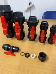 Van Thẳng 75 HDPE Tay Xanh Đều 75, Thân Đen, Lắp Ống HDPE 75, V75TQ