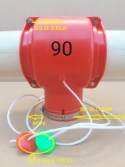 Tê Xả Cám 90/76, Hộp Xả Cám Cho Hệ Thống Ăn Tự Động Cho Heo (1 bộ gồm: 03 Miếng Nhựa Đỏ + 4 bộ Bu Lông Inox + 2 Dây Kèm 2 Xèng Nhựa + 1 Đai Xiết Inox), Xuất Được Hoá Đơn VAT