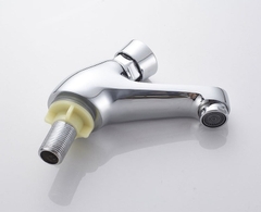 Vòi Lavabo Nhấn Hơi, Vòi Lắp Chậu Rửa Mặt, Vòi Đơn Lạnh, Tiết Kiệm Nước, Tự Động Ngắt Nước, Chất Liệu Đồng Mạ Crom, New