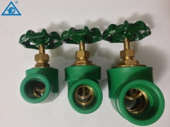 Van Hàn Nhiệt PPR 63, Van Cửa Đòng Mở 100%, Chất Liệu Nhựa PPR, Mày Xanh, Tay Vô Lăng