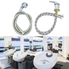 Củ Gật Gù Đồng Mạ Crom Và Bát Sen Lắp Giường Gội Đầu, Dây Bát Nhựa Đen, Kèm 2 Dây Cấp Xanh