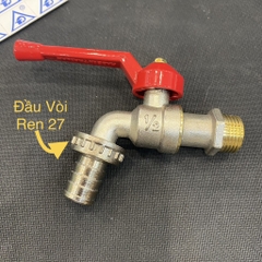 Vòi Nước Đồng Sannwwa 27, Thân To, Chất Liệu Đồng Mạ Niken, Đầu Vòi Ren 3/4 Lắp Dây Máy Giặt, Size 27