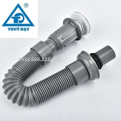 Xi Phông Rửa Mặt Lật Ghi, 1 Cửa Thoát, Đầu Lật Inox 304%, Đuôi Chun Nhựa PVC, Thoát Nước Chậu Rửa Mặt, Lavabo LINDA