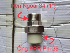 Rắc Co Ren Ngoài 34, Ống PPR 25, Màu Ghi, Chuyên Lắp Trực Tiếp Máy Bơm, Không Cần Lơ Thu 26/20