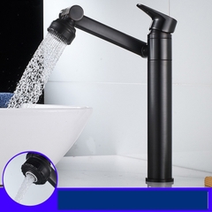 Vòi Chậu Rửa Mặt, Nóng Lạnh, 1 Lỗ, Mạ Nano Đen Chống Xước, Đầu Vòi, Thân Vòi Quay 360 độ, Tiện Dụng, Chất Liệu Đồng