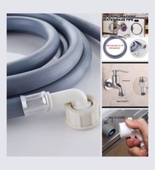 Dây Cấp Nước Máy Giặt Ghi, Dài Đủ 1.5m Nhựa PVC, Màu Ghi, Dây Nhựa Mềm, Chịu Áp Lực Nước, Không Bị Phình, Hai Đầu Ren 27 (3/4), Ren Vừa Tất Cả Hãng Máy Giặt, Chuyên Lắp Máy Giặt Lồng Ngang