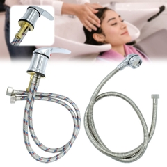 Củ Gật Gù Đồng Mạ Crom Và Bát Sen Lắp Giường Gội Đầu, Dây Bát Nhựa Đen, Kèm 2 Dây Cấp Xanh