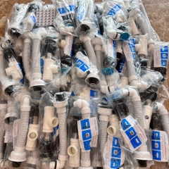 Xi Phông Nhấn, Lắp Chậu Bàn Đá, Chậu Kính, Đầu Inox 304 Bóng, Đuôi Chun PVC Trắng