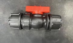 Van Thẳng 25 HDPE, Van Hai Đầu Rắc Co Vặn Ren, Thân Đen Tay Đỏ, Van Khoá Nước Ống HDPE