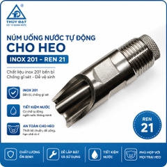 Vòi Heo Inox Size 21 Inox 201, TĐ, Thân Chất Liệu Inox 201, Nắp Vặn Inox Dày, Núm Uống Nước Tự Động Cho Heo 21, TĐ
