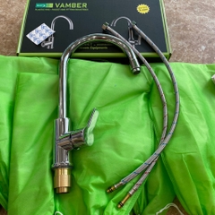 Vòi Rửa Bát 1 Lỗ Nóng Lạnh,  Vòi Cắm Chậu Rửa Bát Kèm 2 Dây Cấp, Đồng Mạ Crom, TD