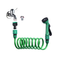 Bộ Súng Tưới 15m Phun Nước Rửa Xe Áp Lực Cao, Dây Tưới Lò Xo, Bộ Vòi Tưới Cây 5 Chức Năng, Không Bị Xoắn, Không Rò Nước