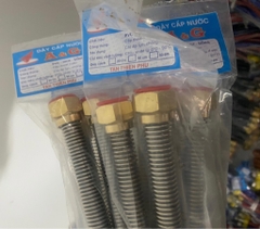 Dây Cấp Nóng Lạnh 60p, Loxo Inox 304, Ốc Đồng Vàng, Đóng Túi