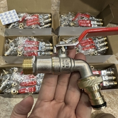 Vòi Nước Đồng 21 VYKO – Tay Gạt, Thân Đồng, Mõm Đồng Loại Dày, Đầu Vòi Lắp Nhanh Cho Dây Máy Giặt Và Khớp Nối Nhanh Cho Dây Mềm Tưới