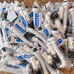 Xi Phông Nhấn, Lắp Chậu Bàn Đá, Chậu Kính, Đầu Inox 304 Bóng, Đuôi Chun PVC Trắng