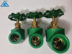 Van Hàn Nhiệt PPR 20, Van Cửa Đòng Mở 100%, Chất Liệu Nhựa PPR, Mày Xanh, Tay Vô Lăng