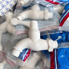 Vòi Nước Nhựa 21 Nhựa Trắng HML, Tay Gạt Đầu Tròn, PPR